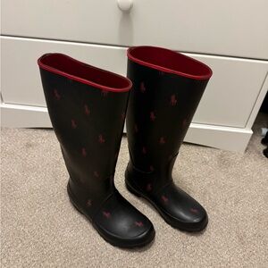 Polo by Ralph Lauren Black and Red Winter Rain Boots